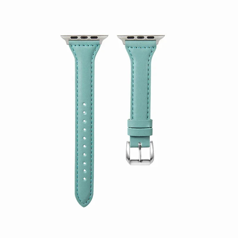 Slim leather strap for Apple Watch band 49mm series 7 8 9 41mm/45mm 38mm/42mm Wrist bracelet iWatch SE 6 5 4 3 40mm/44mm ultra-2