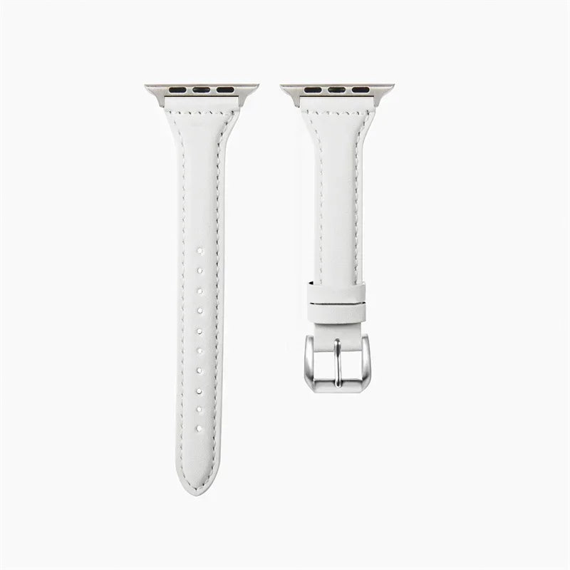 Slim leather strap for Apple Watch band 49mm series 7 8 9 41mm/45mm 38mm/42mm Wrist bracelet iWatch SE 6 5 4 3 40mm/44mm ultra-2