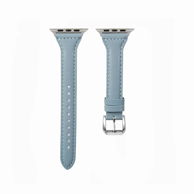 Slim leather strap for Apple Watch band 49mm series 7 8 9 41mm/45mm 38mm/42mm Wrist bracelet iWatch SE 6 5 4 3 40mm/44mm ultra-2