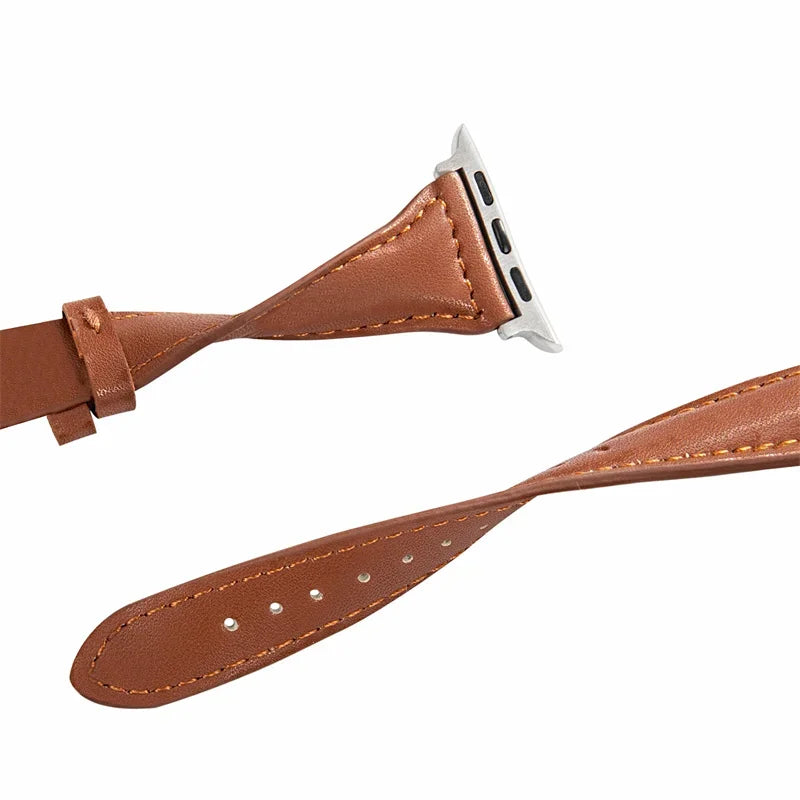 Slim leather strap for Apple Watch band 49mm series 7 8 9 41mm/45mm 38mm/42mm Wrist bracelet iWatch SE 6 5 4 3 40mm/44mm ultra-2